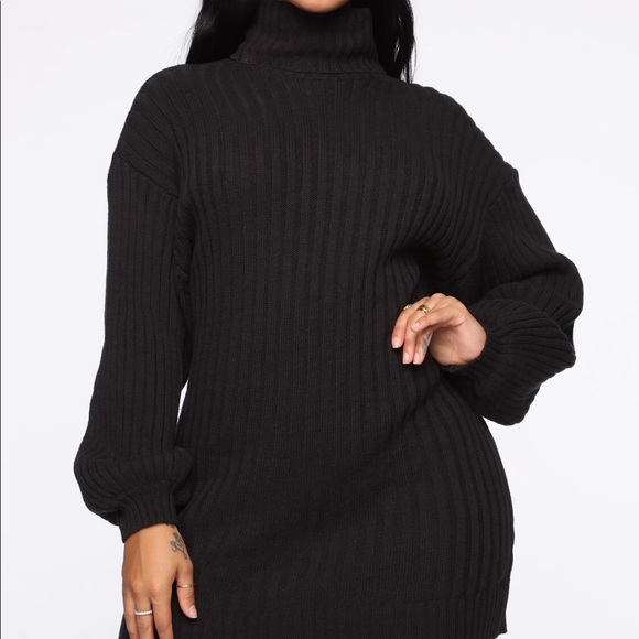 open lace back dress Big Knit Turtleneck Sweater Dress